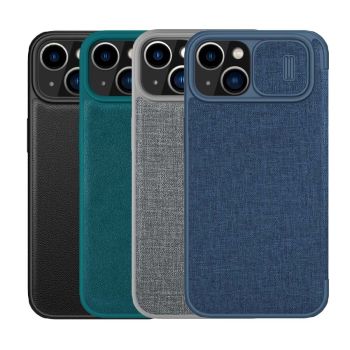 NILLKIN Qin Pro Plain Leather + Cloth Flip Protective Case For iPhone 14 Plus
