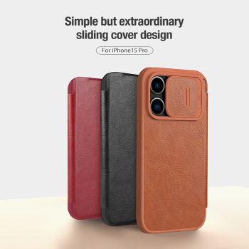 NILLKIN Qin Pro Series Flip Leather Lens Protective Case For Apple iPhone 15 Pro